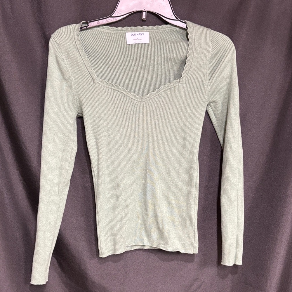 Old Navy Women's Long Sleeve Ribbed Top - Sage